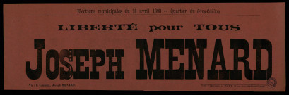 Élections Municipales Quartier du Gros-Caillou : Liberté pour Tous Joseph Menard