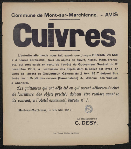 Tous les objets en cuivre, nickel, étain, bronze ... sont saisis