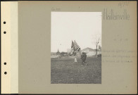 Haillainville. Revue du 166e régiment d'infanterie américaine. Les drapeaux sur le terrain de la revue