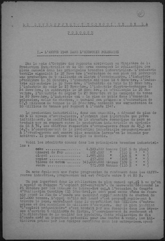 Bulletin économique (1949: n°1 (IVe année) - n°3 (IV année))  Autre titre : Supplément du Bulletin du Bureau d'Informations Polonaises