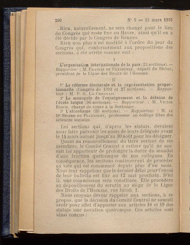 Mars 1910 - Bulletin officiel de la Ligue des Droits de l'Homme