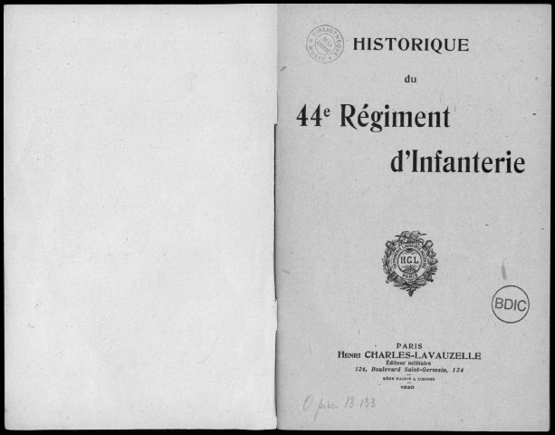Historique du 44ème régiment d'infanterie