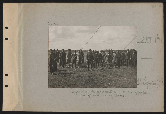 Laverrière. Expériences de motoculture : les personnalités qui ont suivi les expériences