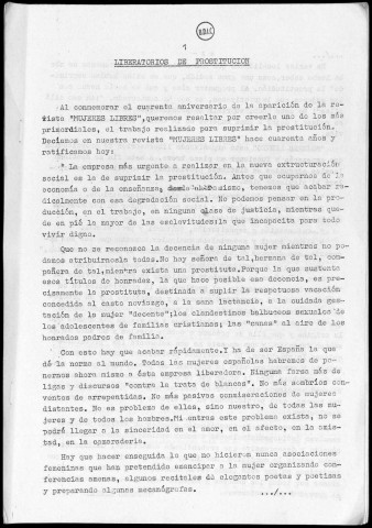 Mujeres libres (1976 : n° 46-47). Sous-Titre : portavoz de la Federación Mujeres libres de España en exilio