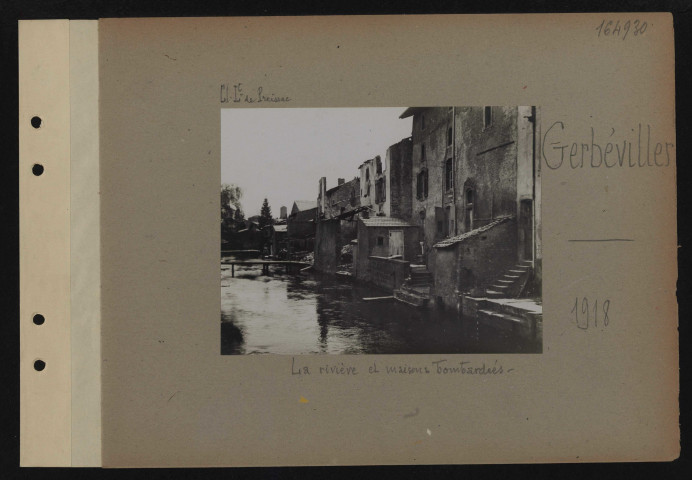 Gerbéviller. La rivière et maisons bombardées