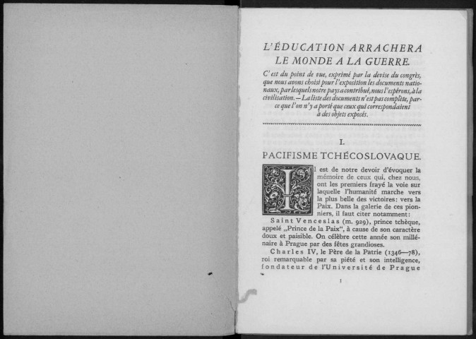 Tchécoslovaquie. IIIe Congrès de la Fédération universelle des associations pédagogiques, Genève 25 juillet-4 août 1929. Sous-Titre : Atlas de la civilisation