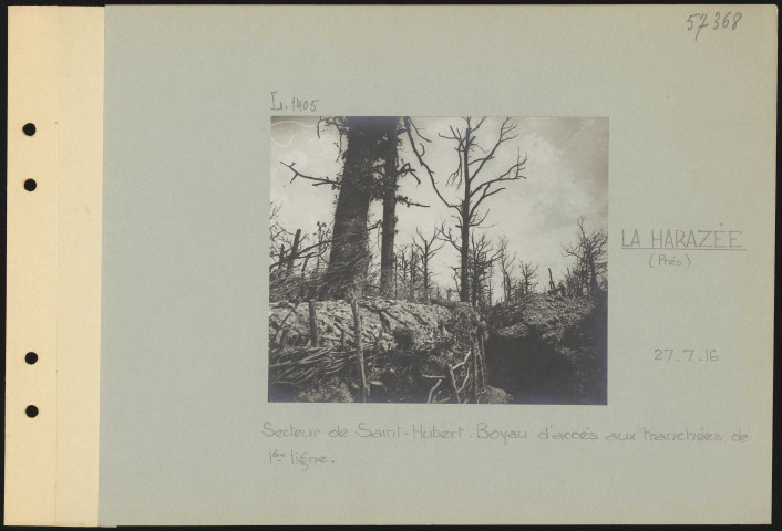 La Harazée (près). Secteur de Saint-Hubert. Boyau d'accès aux tranchées de première ligne