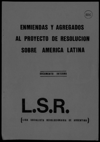 Liga Socialista Revolucionaria (LSR). Sous-Titre : Publication