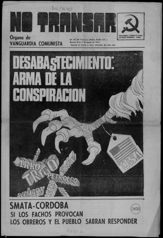 No Transar n° 141, 7 de agosto de 1974. Sous-Titre : Organo de Vanguardia Comunista