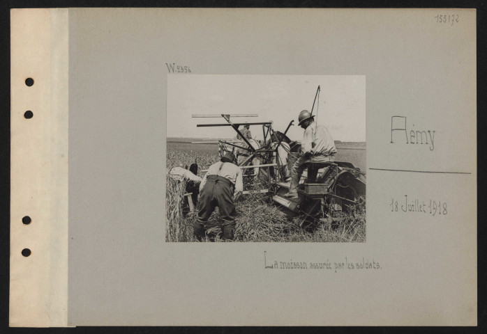 Rémy. La moisson assurée par les soldats