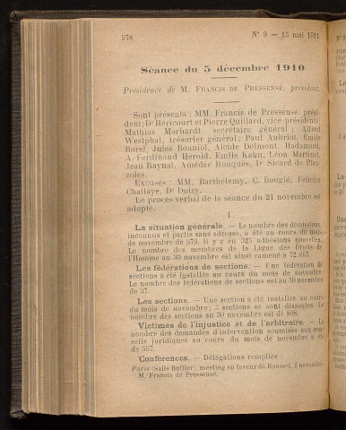 Mai 1911 - Bulletin officiel de la Ligue des Droits de l'Homme