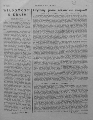 Pokoj i Wolnosc (1954 : n°1-21)  Sous-Titre : Biuletyn sekcji polskiej "Paix et Liberté"  Autre titre : Bulletin de la section polonaise "Paix et Liberté