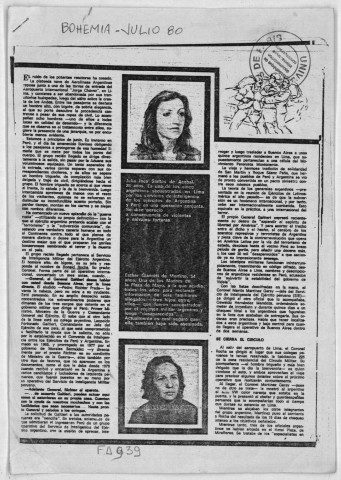 Activités des Mères de la Place de Mai : coupures de presse et interviews des dirigeantes, 1984-1985. Sous-Titre : Fonds Argentine