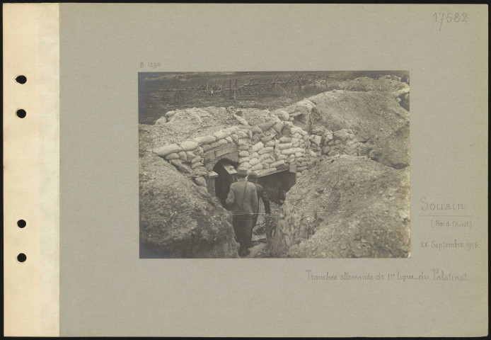 Souain (nord-ouest). Tranchée allemande de première ligne du Palatinat
