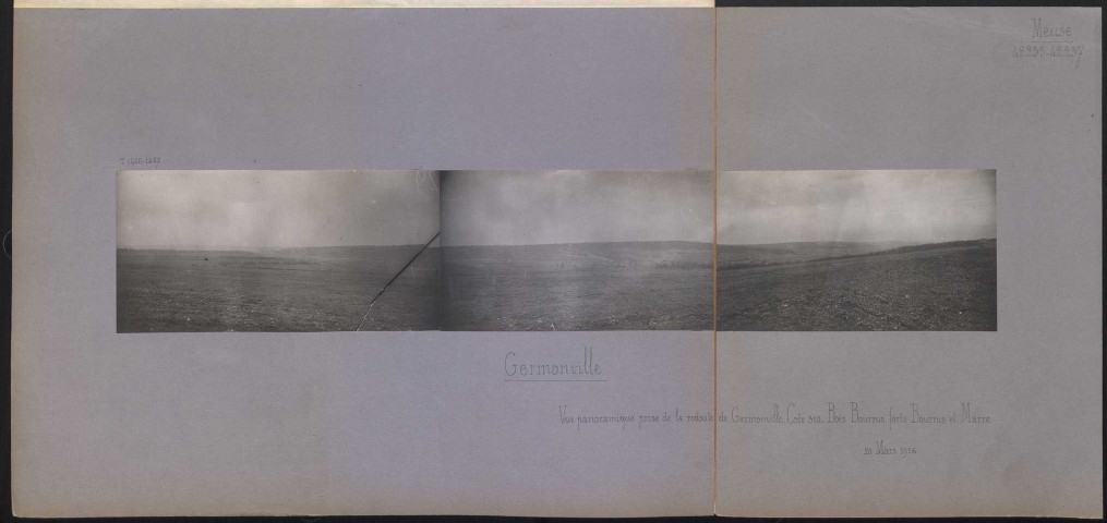 Germonville (Meuse) [i.e. Meurthe-et-Moselle]. Vue panoramique prise de la Redoute de Germonville. Cote 310. Bois Bourrus, forts Bourrus et Marre