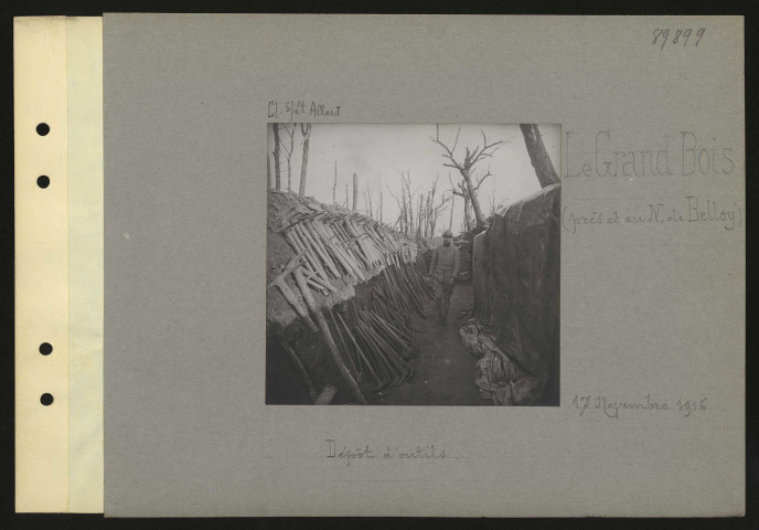 Le Grand Bois (près et au nord de Belloy). Dépôt d'outils