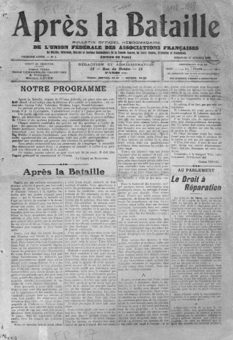 Année 1918 : n° 1-10. Après la bataille