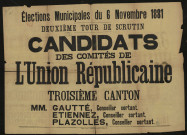 Élections Municipales : Candidats des Comités de l'Union Républicaine : Troisième canton