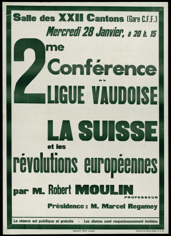 2me conférence de la ligue vaudoise : la Suisse et les révolutions européennes