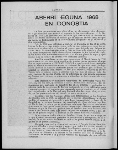 Alderdi (1968 : n° 240-245). Sous-Titre : Boletín del Partido nacionalista vasco