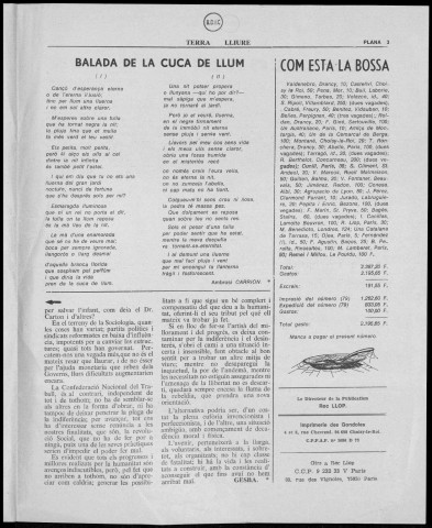 Terra Lliure (1984 : n° 80-81). Sous-Titre : Butlletí de la Regional Catalana C.N.T [puis] Butlletí interior de l'Agrupació Catalana C.N.T. (Exterior)