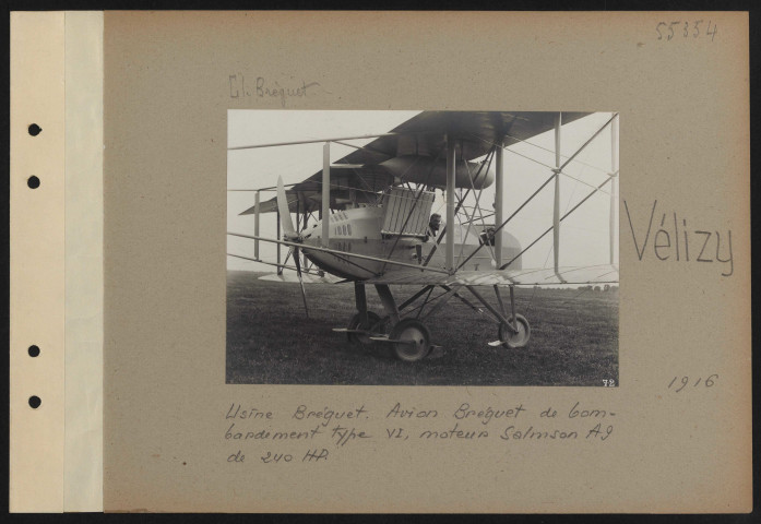 Vélizy. Usine Bréguet. Avion Bréguet de bombardement type VI, moteur Salmson A9 de 240 HP