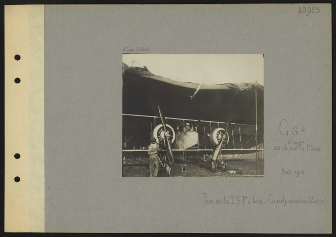S.l. (Marne). CG4. Bi-moteurs. 160 ch., moteur Le Rhône. Pose de la TSF à bord. Cuperly-aviation