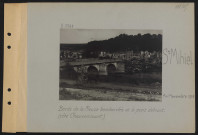 Saint-Mihiel. Bords de la Meuse bombardés et le pont détruit (côté Chauvoncourt)