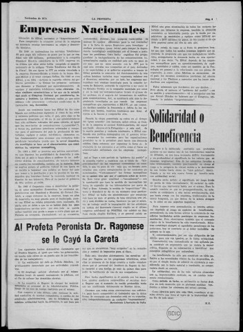 La Protesta n°8156, noviembre de 1974. Sous-Titre : Publicación anarquista
