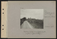 Broyes (près et au nord de). Position de tir d'une batterie de 75 (au fond, l'église du village)