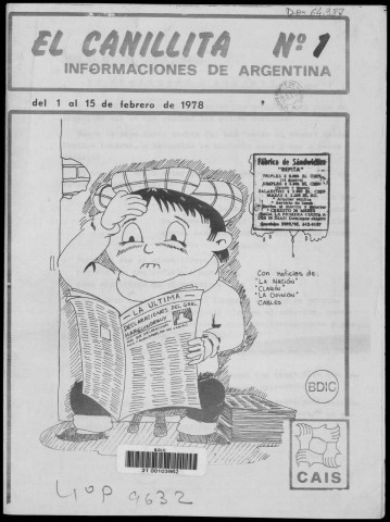 El Canillita. Sous-Titre : Informaciones de Argentina. Autre titre : Numéro 1
