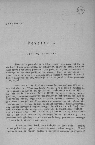 Année 1956 : Horyzonty . Sous-Titre : Paryz - Londyn - Nowy Jork. Autre titre : Revue mensuelle