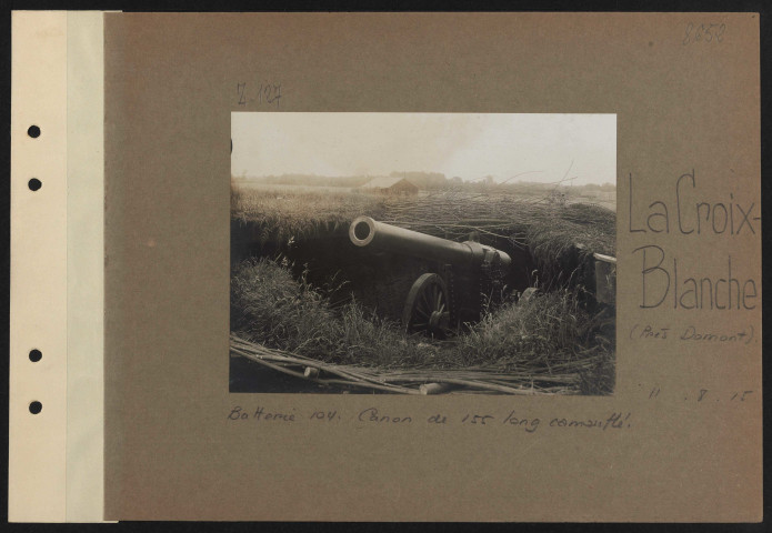 La Croix-Blanche (près Domont). Batterie 104. Canon de 155 long camouflé