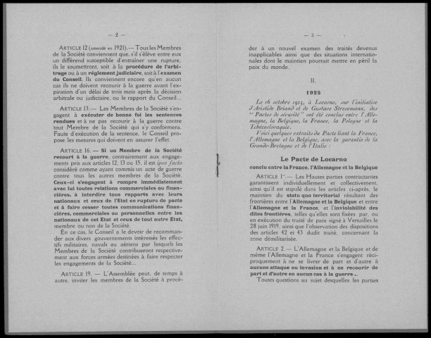 La charte de paix des peuples, extraits des principaux pactes instituant le droit international nouveau. Sous-Titre : Trois étapes, 1919-1928