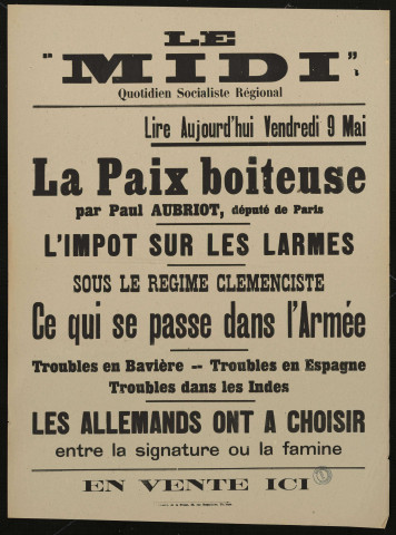 Le Midi. Lire aujourd'hui vendredi 9 mai