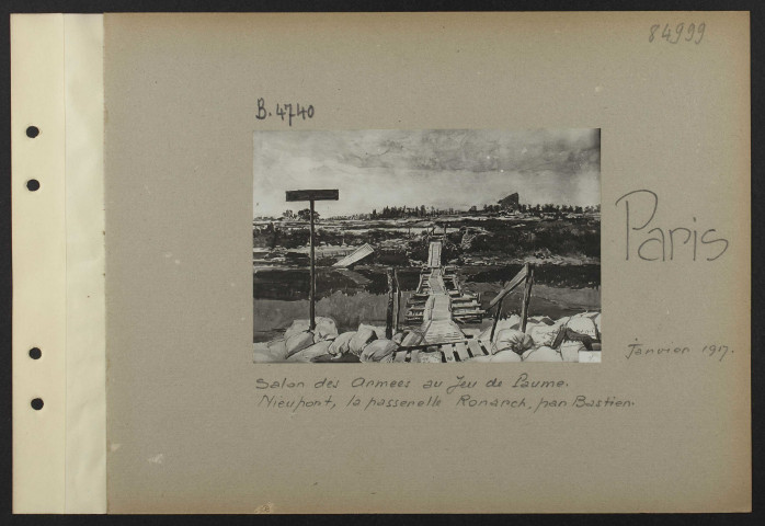 Paris. Salon des Armées au Jeu de paume. Nieuport, la passerelle Ronarch, par Bastien
