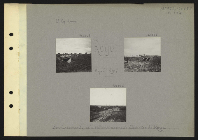 Roye. Emplacement de la batterie casematée allemande de Roye
