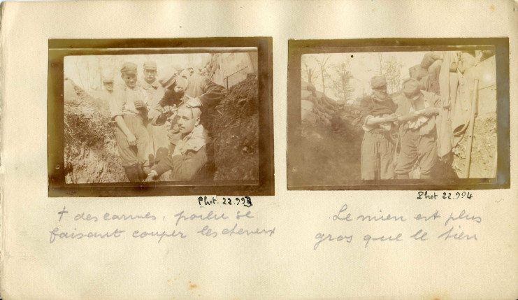 Deux photos de soldats dans une tranchée