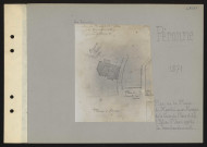 Péronne. Plan de la place du Marché-aux-Herbes, de la grande place et de l'église Saint Jean après le bombardement