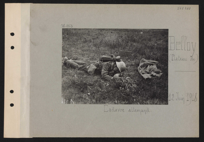 Belloy (plateau de). Cadavre allemand