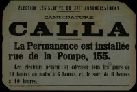 Élections Législatives : Candidature Calla Permanence Rue de la Pompe