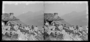 [Paysage alpin. Groupe d'hommes]