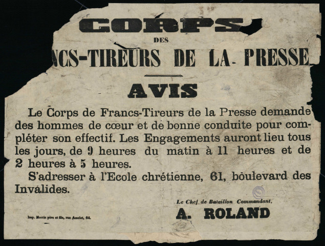 Corps des Francs-tireurs de la presse : engagements