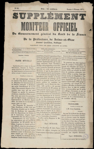 Supplément du Moniteur officiel No 83