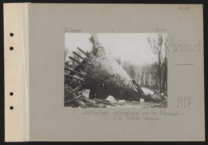 Avricourt. Destructions systématiques par les Allemands : le château détruit