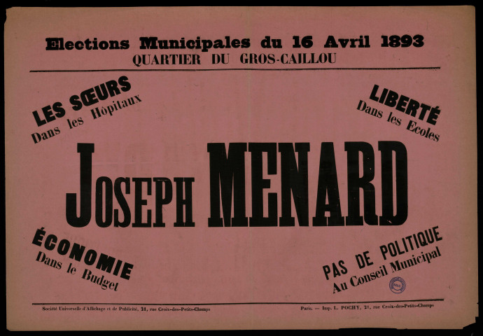 Élections Municipales Quartier du Gros-Caillou : Joseph Menard