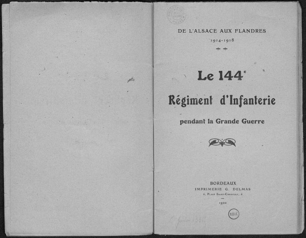 Historique du 144ème régiment d'infanterie