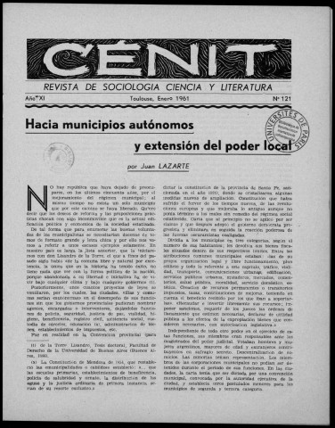 Cénit (1961 ; n° 121 - 132). Sous-Titre : Revista de sociología, ciencia y literatura
