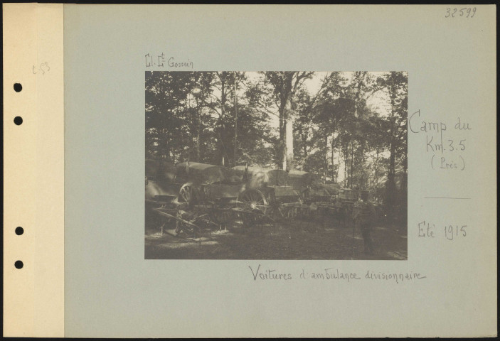 Camp du km 3.5 (près). Voitures d'ambulance divisionnaire