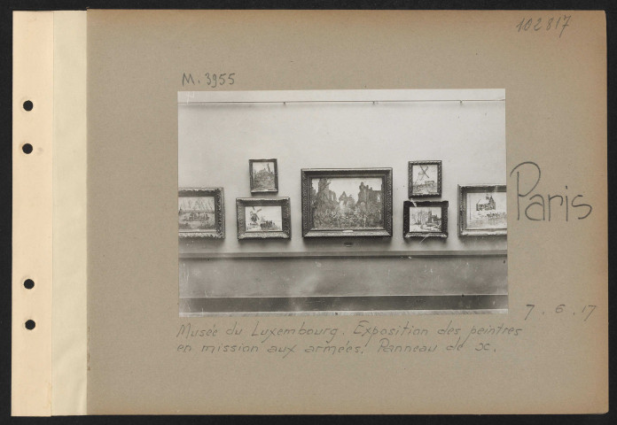Paris. Musée du Luxembourg. Exposition des peintures en mission aux armées. Panneau de x